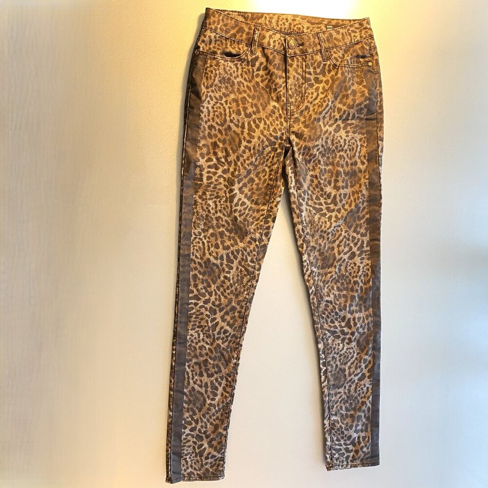 Buffalo David Bitton Faith Mid Rise Stretch Super Skinny Animal Print Pants 27